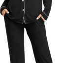 YOPUGEE Womens Modal Button Up Pajamas 2 Piece Long Sleeve Comfy Pjs Sleepwear Soft Pajama Lounge Set Loungewear S-3XL (Medium, 01 Black)