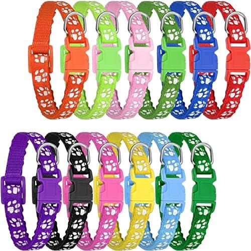 Chenkaiyang 7 Pack Puppy Collars for Litter, Adjustable Puppy ID Collars Soft Nylon Whelping Collars for Newborn Litter Pets