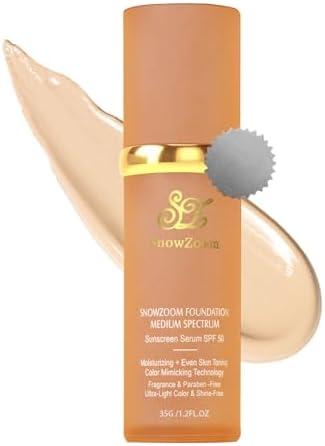 Bio Color Changing Foundation 4 in 1 Makeup-Medium/Light Spectrum with SPF 50+, Hydrating Longwearing & Waterproof, for Sport, Dancing (Medium Spectrum - for fair skinned people, 1.2 oz), Exp. date: 10/02/2028