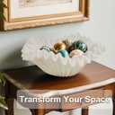 Braxio White Decorative Bowl – Resin Ruffle Bowl for Entryway, Dining Table Centerpiece, Fruit or Key Holder for Modern Home Decor, 12 Inch Art Deco Style