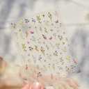 Flower Nail Art Stickers 5D Embossed Flower Nail Stickers Floral Nail Decals Self Adhesive Daisy Nail Art Stickers Decals Spring Nail Art Supplies for Women DIY Manicure Nail Art Decorations