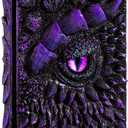Dragon journal, dragon stuff, 3D relief design, travel dragon eye notebook, Embossed Notepad, sketchbooks, dnd gifts, grimoire, vintage diary for men and Women (Purple)