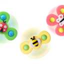 Suction Cup Spinner Toy for Baby - Suction Cup Fidget Spinner Toys Bath Toys Window Spinning Top Baby Toys 12-18 Months Christmas Birthday Gifts for 1 2 3 Boys Girls Sensory Toys for Toddlers 1-3 (Set of 3)