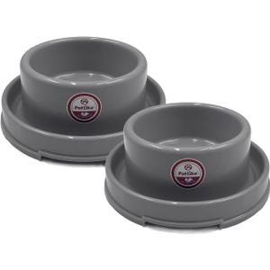 PetLike Dog Bowls Pet Food Bowls, No Spill Cat Food Bowl Water Food Feeder Pet Dishes for Cat Puppies Small Medium Dogs (2 Pack, Grey)