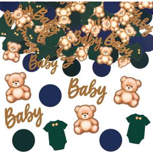 300 Pcs Tartan Plaid Bear Themed Baby Shower Decorations Blue and Green Confetti Bears Confetti Baby Shower Party Supplies Bears Table Scatter for Vintage Wedding Birthday Party(Dots)