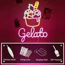Ice Cream Neon Sign Gelato Neon Sign Dimmable Wall Decor for Store Game Room Kids Room Party Decoration 17.6 * 13.2 Inch