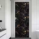 REDAMANCY Modern Black Gold Marble Abstract Peel and Stick Door Stickers Vinyl Mural Decals Decor Modern Wallpaper Self-Adhesive, Waterproof, Removable