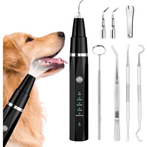 Plaque Remover for Teeth - Pet Ultrasonic Cleaner - Teeth Cleaning Kit for Tartar and Stains - Suitable for Dogs and Cats (Black)
