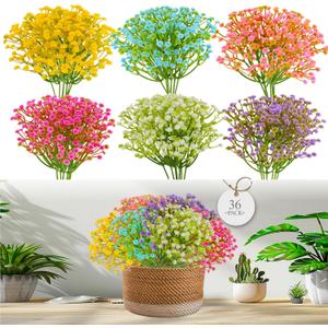 Babys Breath Artificial Flowers Fake Babys Breath Flowers Artificial Bulk, 36PCS Realistic Faux Babies Breath Gypsophila Bouquet Flores Artificiales para Decoracion for Wedding Party Home Decor