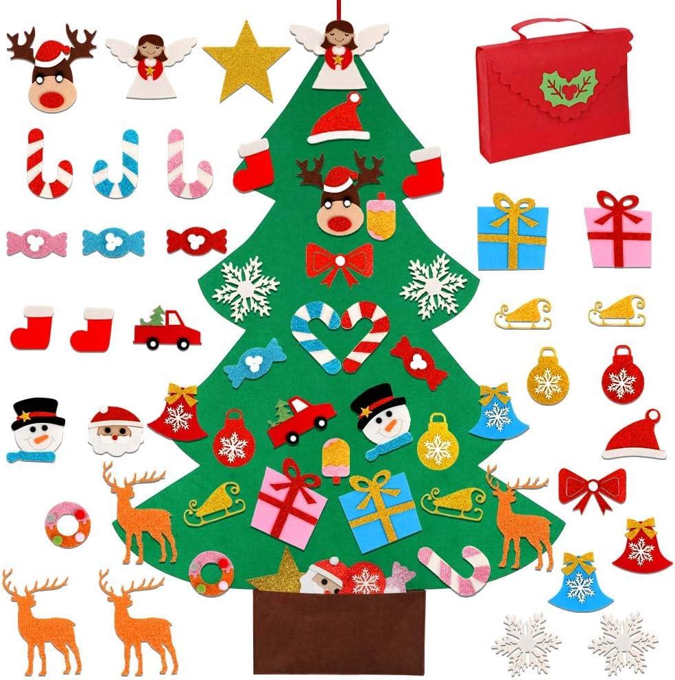 OurWarm DIY Felt Christmas Tree for Kids, 3ft Christmas Tree with 30pcs Glitter Ornaments for Kids Xmas Gifts Christmas Door Wall Hanging Decorations OurWarm DIY Felt Christmas Tree for Kids, 3ft Christmas Tree with 30pcs Glitter Ornaments for Kids Xmas Gifts Christmas Door Wall Hanging Decorations