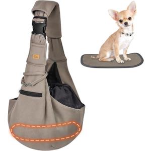 CUBY Dog and Cat Sling Carrier - Hands Free Reversible Pet Papoose Bag - Soft Pouch and Tote Design - Suitable for Puppy, Small Dogs Cats Outdoor (Khaki Senior, Adjust Strap 2.0)