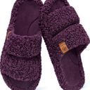EverFoams Womens Fuzzy Open-toe Slippers Soft Comfy Memory Foam Indoor House Shoes, Size 9-10