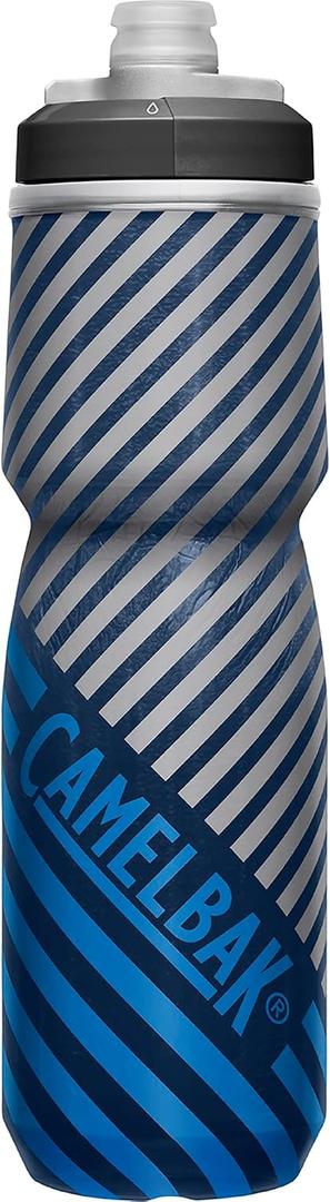 CamelBak Podium Chill Outdoor Water Bottle 24oz, Navy/Blue Stripe | Keeps Water Cold Longer on Hot Rides, Secure Fit in Most Bike Cages, Effortless Hydration When It Counts