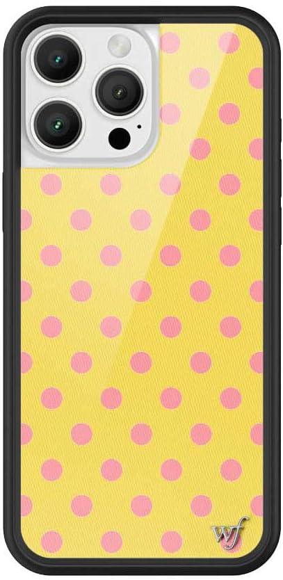 Wildflower Cases - Compatible with iPhone 16 Pro Max | Protective Black Bumper, 6.5ft Drop Test Certified, Women Owned Small Business | Spots Aesthetic Trendy Cute | Polka Dot - Pink and Yellow