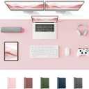 YSAGi 55" x 24" Large PU Leather Desk Mat for Keyboard and Mouse - Waterproof Non-Slip Desk Pad Protector for Office, Home, Writing Desk, Pink
