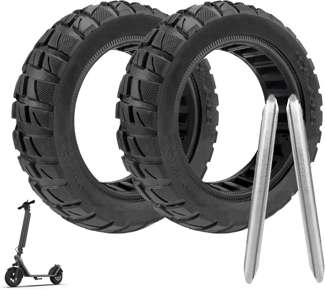 10x2.70-6.5 Solid Tire, 10 inch Tires Replacement, 70/65-6.5 Scooter Tubeless Solid Tire, for Emove Cruiser, Hiboy Max3, Hover-1 Alpha, Evercross H5, Boyueda 5600 Watt Electric Scooter (2 Pack)