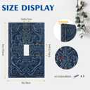 Decorative Light Switch Plate Covers Navy Blue 3D Vintage Floral Embossed 1 Gang Light Switch Cover Plate Single Toggle Wall Plate Outlet Covers Faceplate for Bedroom Home Decor