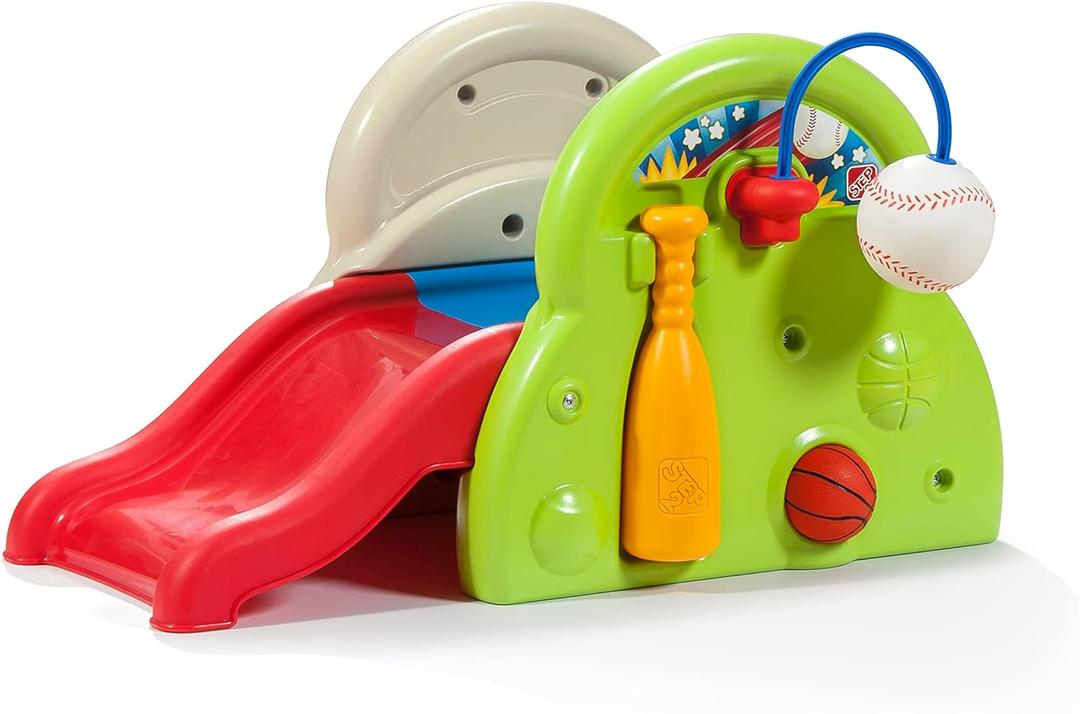 Step2 Sport-Tastic Activity Center, Kids Playhouse, Indoor/Outdoor Playset & Slide, Play Gym Includes Bat & Balls, Made of Durable Plastic, For Toddlers 1+ Years Old