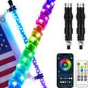 (2 Pack) Upgraded 3FT RGB Whip Lights with Anti-Fracture Spring Base, Spiral Led Whip Light with Remote & App ControI, for UTV ATV Jeep Off-Road RZR Polaris Truck Car, and 4X4 Sand Buggy