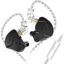 FEDAI KZ ZSN PRO X IEM in Ear Monitors Earphones,1BA+1DD Hybrid Metal Earphones HiFi in-Ear Monitor Wired Earbuds with Detachable 2Pin Cable, Zin Alloy Panel in-Ear Headphones(with Mic, Black)