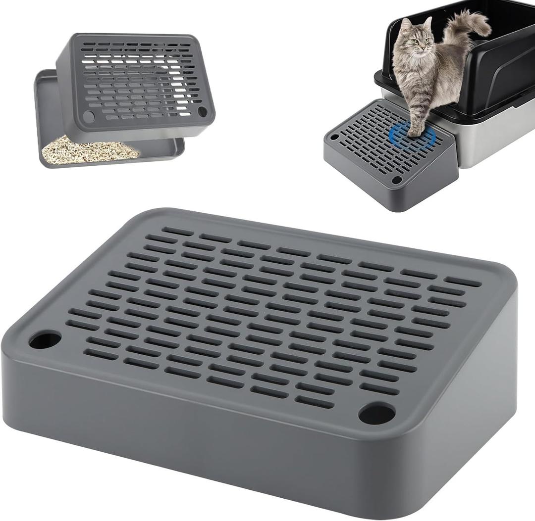 Litter Box Ramp, Cat Steps/Stair for Litter Box, Litter Catcher with Filter Function and Non-Slip Rubber Feet, Suitable for Small and Elderly Cats