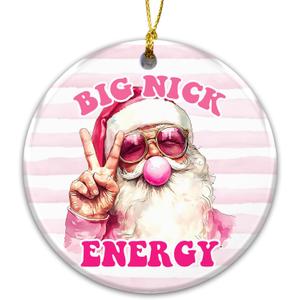 2 x Funny Adult Ornament 2025  White Elephant Gift, Big Nick Energy Ceramic Ornament with Cool Santa Design  Holiday Tree Decoration, Gag Gift & Stocking Stuffer for Adults