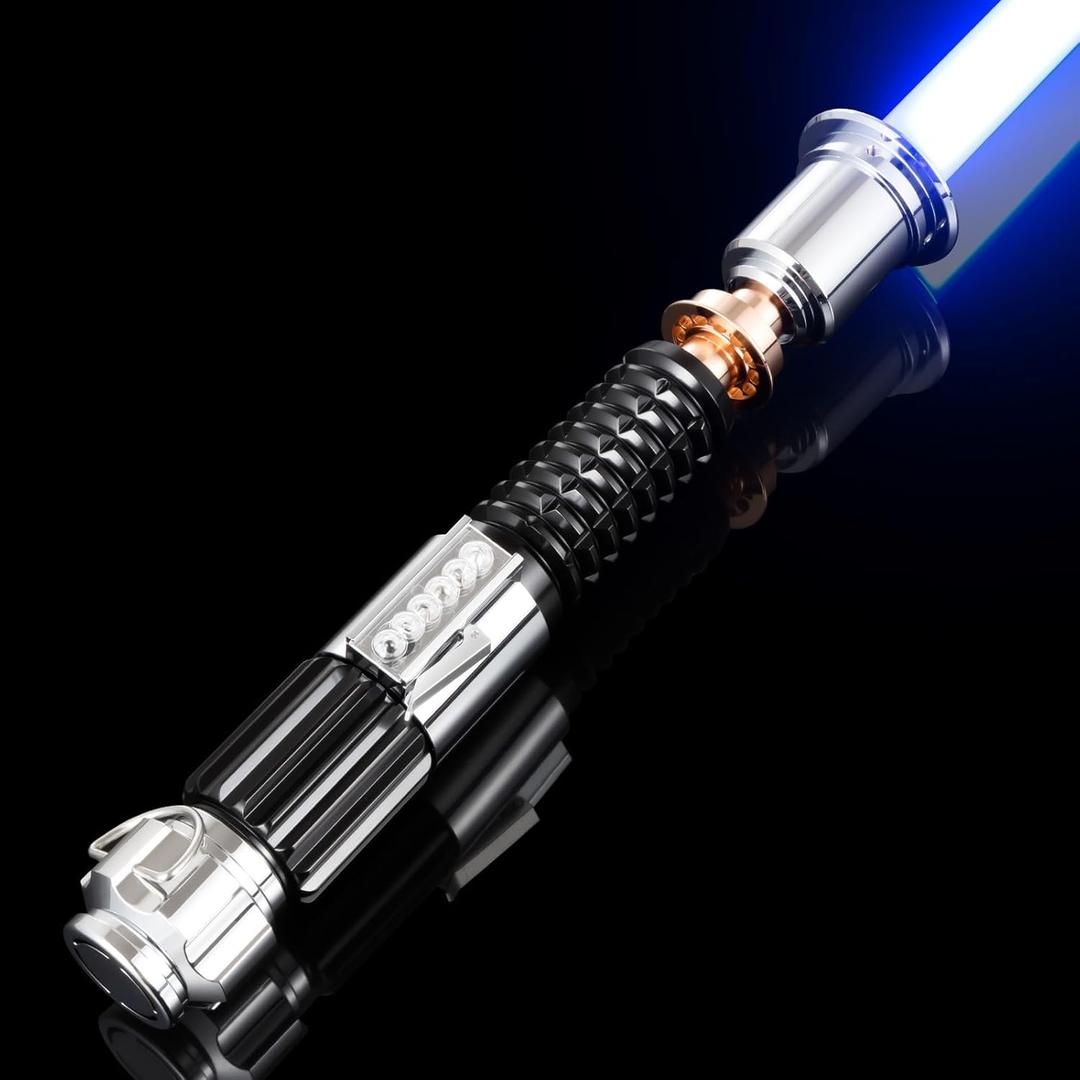 CVCBSER RGB Dueling Lightsaber, Motion Control 39 Sets Sound Effects and 12 Colors, Smooth Swing Metal Handle Light Saber for Adults Cosplay Gifts