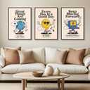3Pcs Vivid Retro Wall Art Canvas Motivational Posters Aesthetic Prints Colorful Pictures Paintings Cool Cartoon Wall Decor Funky Inspirational Decoration for Home Bedroom Living Room Office Unframed