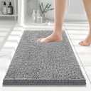 Smiry Luxury Chenille Bathroom Rugs 24x16, Extra Soft and Absorbent Shaggy Bath Mat, Machine Washable, Non-Slip Plush Carpet Runner for Tub, Shower, and Floor, Home Decor Accessories, Grey