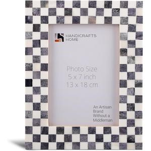 Handicrafts Home 5x7 Picture Frame, Checkered black & White Picture Frames, Handmade Decorative Photo Frame for Wall Decor & Desk Decor - Farmhouse, Office Home Decor - Gallery Wall Frame, Shelf Decor