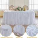 CO-AVE 4pack White Tulle Tablecloth for 6ft Rectangular Tables, 2-in-1 Elastic Stretch Spandex Cover with Tutu Ruffle Skirt, Wrinkle Free for Wedding, Birthday, Banquet, Buffet, Bridal Shower