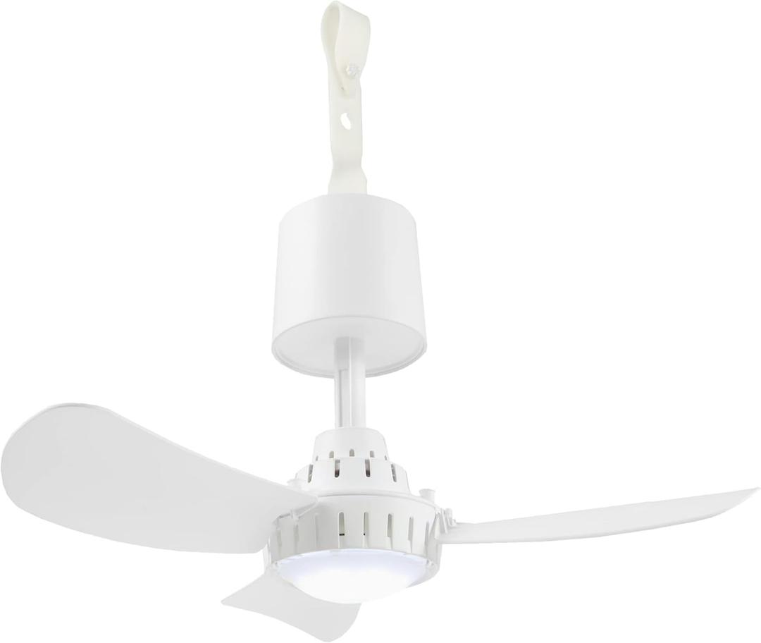 Treva Rechargeable 15 in Canopy Fan Easy to Assemble Portable Ceiling Fan For Your Outdoor Canopy Tent and Gazebo, Remote Control, 2 Speed Setting with LED Lighting No Tools Required