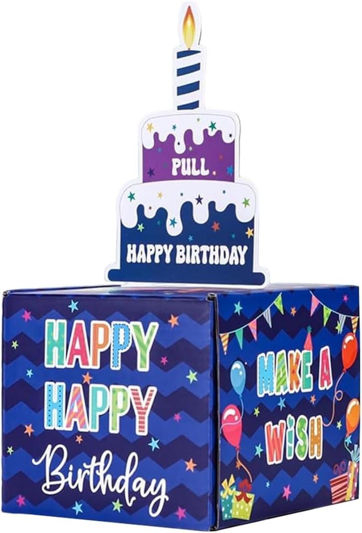Money box for cash gift birthday comes with 50pcs clear bags with pull-out birthday money box money gift ideas for kids and adults (Cake)