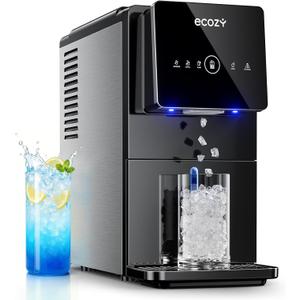 ecozy Nugget Ice Makers Dispenser 40 lbs Per Day Pebble Sonic Ice Machine Countertop, Touch-Free Ice, Self-Cleaning, Mistalo Drop Slim for Home Kitchen Office