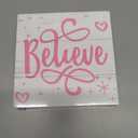 Wooden Box Signs: Believe, Merry Christmas, Perfect Pink & Red Decorations - 5x5 Inch, Great Gifts for Her