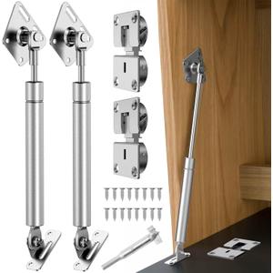 Drop Down Gas Struts,with 90 Degree Page Turning axis,Gas Spring Hinge,for Cabinet and Desk Downward Flap Slowly Down,Only Open Down The Door (2, Silver)