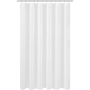 N&Y HOME Extra Long Shower Curtain Liner Fabric 72 x 80 inches, Hotel Quality, Washable, White Spa Bathroom Curtains with Grommets, 72x80
