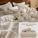 PHF 100% Cotton Muslin Duvet Cover King Size, 3-Layer Guaze Ultra Soft Breathable Textured Linen Like, 3pcs Bedding Comforter Cover Set for All Season, Duvet Set with 2 Pillow Shams, 104"x90", Natural
