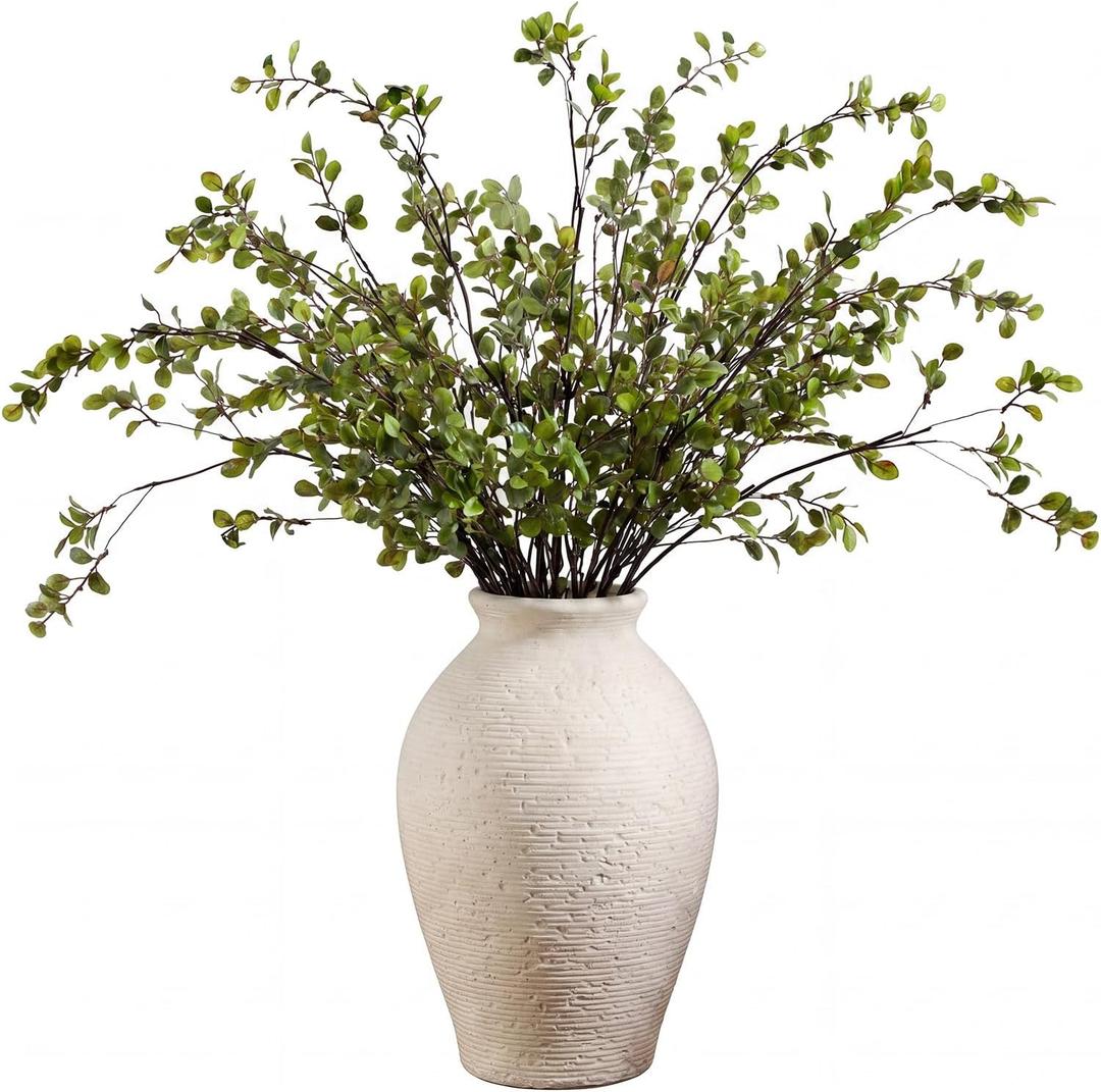 Zeyune 6 Pcs Artificial Ficus Branches 40'' Long Spring Faux Eucalyptus Stems Plastic Fake Greenery Branches for Vase Filler DIY, Wedding Home Office Modern Minimalist Indoor Outdoor Decor, No Vase