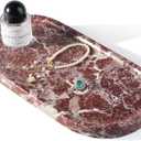 Koville Norway Natural Marble Tray, 12"x6" Vanity Decorative Tray for Countertop Organizer, Catchall for Perfume, Candles, Jewelry Dish (Rose Lepanto)