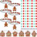24 Set Gingerbread Man Bead Bracelet Crafts Gifts Kit with Gingerbread House Cards and Bags Religious Christmas Party Favors Jesus Wristband Crafts for Christmas Stocking Stuffers Church Gifts
