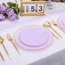 PULOTE 100PCS Purple Plastic Plates Disposable - Include 50 Dinner / 50 Dessert Plates Heavy Duty for Party, Wedding&Birthday