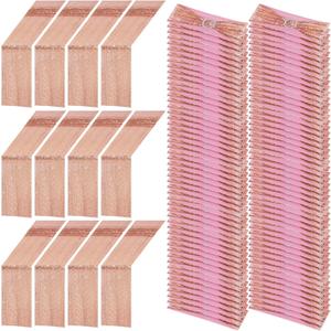 Newwiee 108 Pcs Rose Gold Sequin Chair Sashes and Table Runners, 96 Sequin Chair Bows, 12 Glitter Table Runners for Birthday Party Wedding Banquet Holiday Decorations