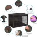 DWANTON Dog Crate Furniture with Cushion, Wooden Kennel Table with Double Doors, Indoor Dog House, Large Size, 38.5" L, Dark Gray