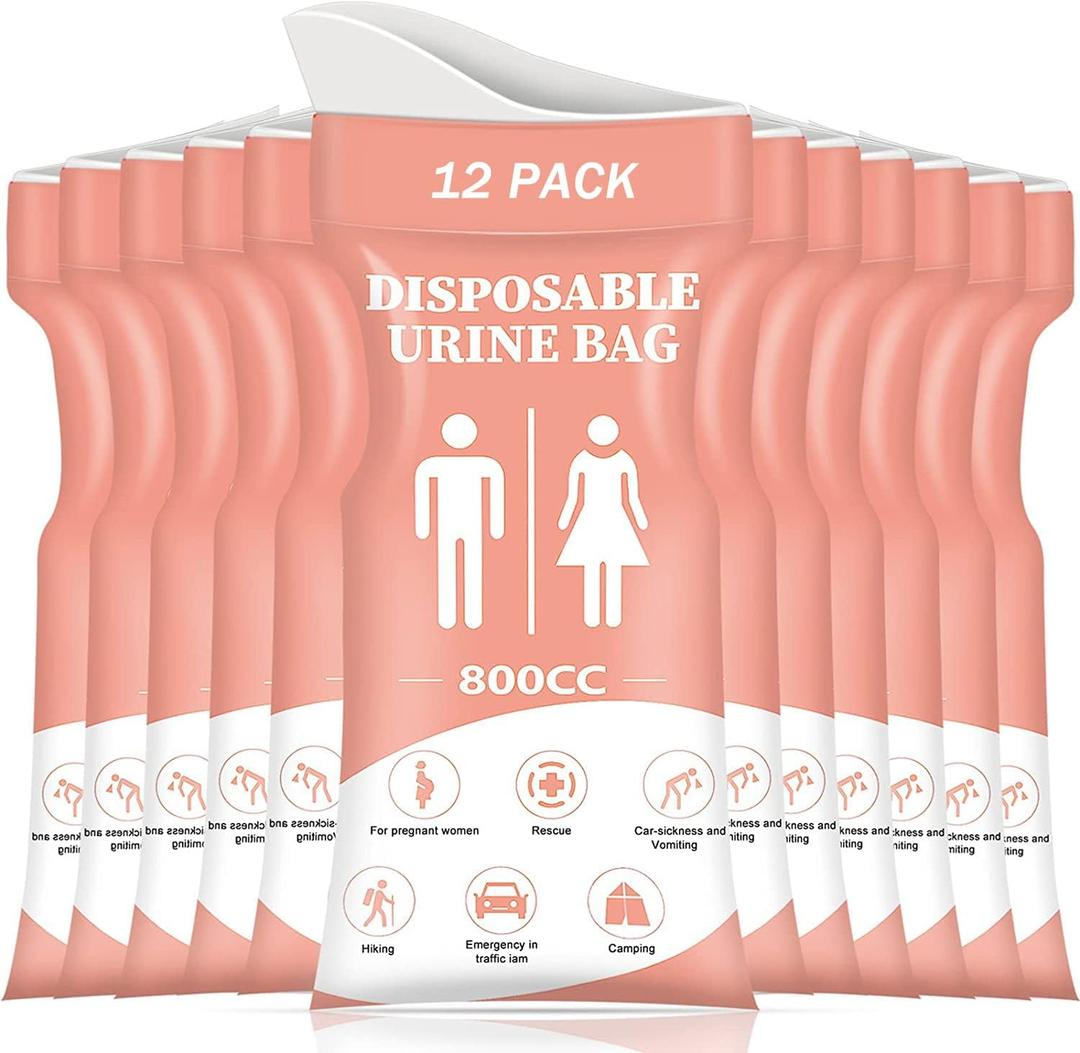 DIBBATU Disposable Urine Bag, 12/24 Pack Pee Bags for Travel for Women/Men, 800ML Emergency Portable Urinal Bag and Vomit Bags, Unisex Urinal Bag for Camping, Traffic Jams, Pregnant