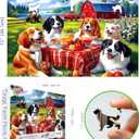 Spring Dogs Farm Picnic 500 Piece Puzzle for Adults, Fun Puzzles for Adults 500 Pieces with HD Print & Poster, 23" X 15" Dust Free, for Gifts Halloween Christmas Family Games Lovers