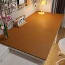 Set of 2 Pack, RHPBSF Leather Desk Mat, Large Office Desk Pad, Computer Laptop Mat - Yellowish Brown, 47.2*15.7