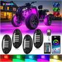 4Pods RGB LED Rock Lights for UTV SXS RZR Can-Am Four Wheeler Side by Side ATV Offroad Golf Cart, Multicolor Underglow Light Kit with APP/RF Remote Music Sync Neon Vehicle Accent Light 12V Waterproof