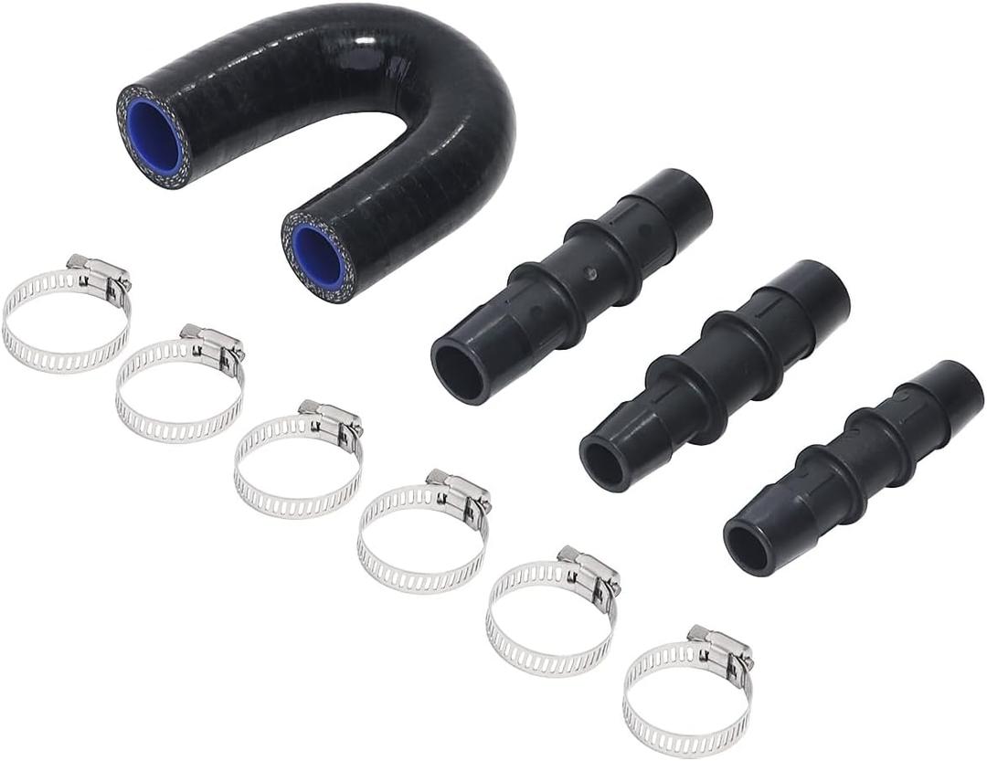 KDP 3-ply Reinforced Silicone Engine Heater Core Bypass Kit with 5/8" 3/4" PA66-GF33 Hose Connector Universal Fit for Most Common Heater Hoses