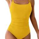 Eomenie One Piece Swimsuit for Women Tummy Control Ruched Bathing Suit Push Up Slimming Swim Suit Double Straps Swimwear Size S